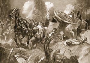 Il conducente Tanser che estrae i cavalli sotto il fuoco pesante da Howard K. Elcock
